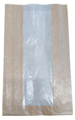 Produktbild von Seitenfaltenbeutel aus Papier mit Pergamin Fenster 20+7x34.5 cm (100 Stück) [PZKP273]