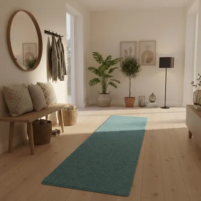 Produktbild von Hochflor Velours Läufer Teppich Mona Petrol, Größe:100x300 cm