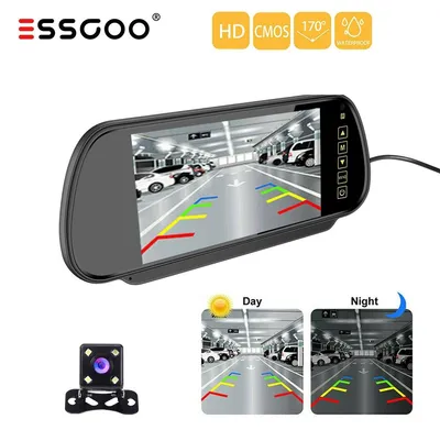 Produktbild von Rückfahrkamera 170 Grad Weitwinkel Nachtsicht mit 7 Zoll HD Monitor Einparkkamera Wasserdicht IP67 für Auto LKW und Wohnmobil Distanzlinien CMOS Sensor
