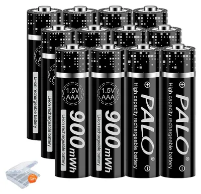 Image de Piles rechargeables AAA, capacité de 900 mAh, technologie lithium-ion, lot de 12 piles AAA