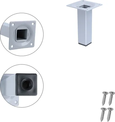 Produktbild von Tischbein Silber Möbelfuss Eckig 25x25mm Möbelbein Möbelstempel M10 Gewindegang Stahlstütze 100mm