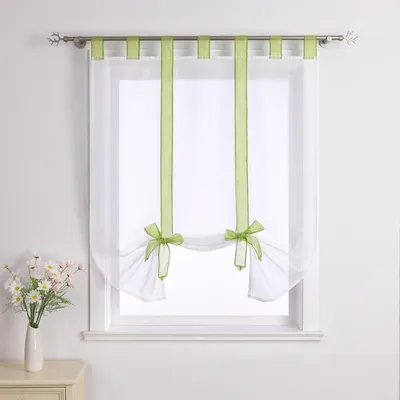 Produktbild von Joyswahl Raffrollo Voile Raffgardinen mit Schlaufen Modern Schlaufenrollo mit Band halbtransparent Grün BxH 120x140cm