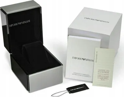 An Emporio Armani watch box and accompanying documentation.