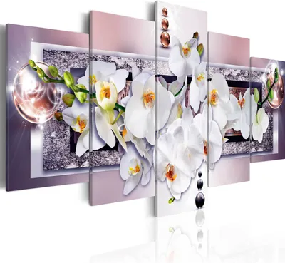 Produktbild von Leinwandbilder 200x100 cm b-A-0085-b-o Vlies Leinwandbild 5 tlg Kunstdruck modern Wandbilder XXL Wanddekoration Design Wand Bild ABSTRAKT BLUMEN ORCHIDEE