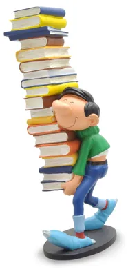 Immagine prodotto di Gaston Lagaffe - Personaggio Gaston con pila di libri