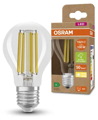 Image de Osram LED Filament A60 Ampoule 7,2W = 100W E27 Clair 1521lm Chaude 3000K