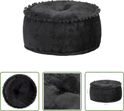 Immagine prodotto di The Living Store Pouf rotondo in velluto 40×20 cm Antracite