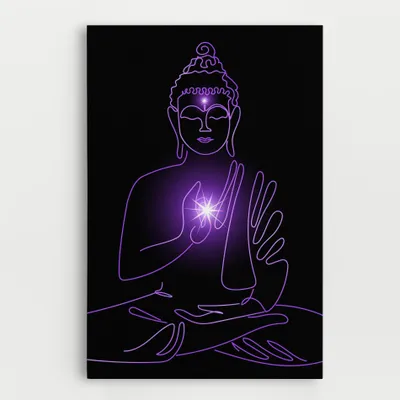 Produktbild von ARTHUB® Leinwandbild 80x120 cm, Glowing Buddha | Wohnzimmerdekoration, Hängende Bilder, Wanddekoration, Heimdekoration, Moderne, Buddha