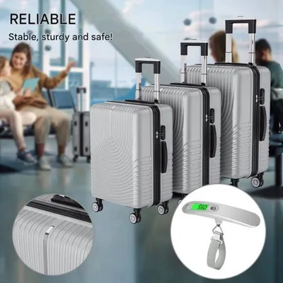 Image de Valise rigide noire de 20 pouces, en ABS, avec des roulettes à 360 degrés et un cadenas à combinaison pratique