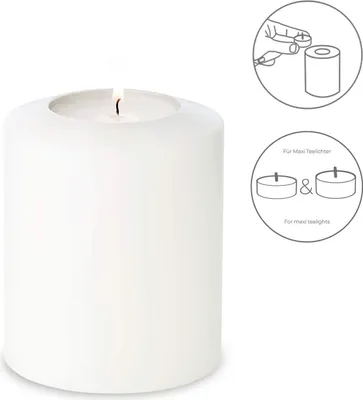 Immagine prodotto di Candela permanente Cornelius Pine (altezza 12 cm, ø 10 cm), bianca, portacandele resistente al calore a 90°