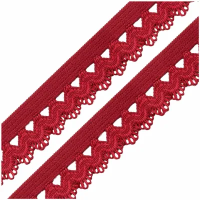 Wäschegummi 20% Elasthan Faltgummi Ziergummi 15mm Dessousgummi Bogenkante ab 1m dunkelrot