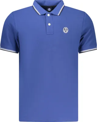 Immagine prodotto di Polo da uomo a maniche corte blu con dettagli e applicazioni a contrasto