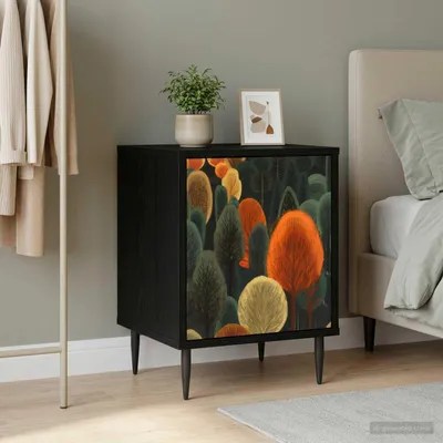 Image de vidaXL Table de chevet ZAANDAM, noire, imitation chêne, 36 x 33 x 51 cm