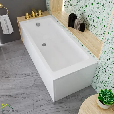 Produktbild von ECOLAM Badewanne 180x80 cm TAMI Rechteck + Acrylschürze Acrylwanne Sanitäracryl weiß Ablaufgarnitur Viega Füße Silikon Set