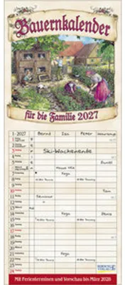 Produktbild von Korsch Bauernkalender 2027 Familienplaner mit Bauernregeln von Christa Versley 19 x 46 cm
