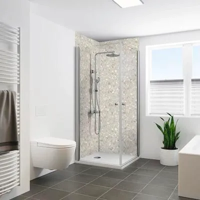 Produktbild von BREUER Duschrückwand Terrazzo Seidenmatt Beige 255 x 150 cm 9482571000204
