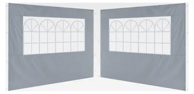 Produktbild von 2 Seitenwände mit Fenster für 3x3m und 3x6m Pavillons, Partyzelte, Festzelte | Wasserabweisend, Grau