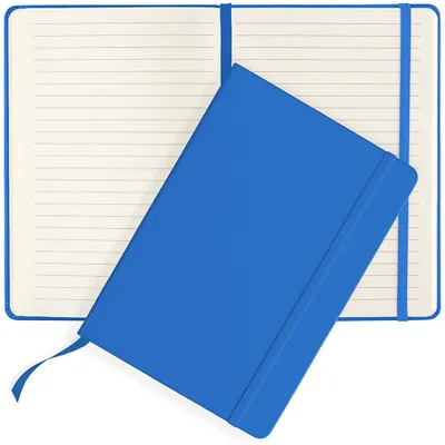 Produktbild von Notizbuch A5 liniert, Hardcover, mit Gummiband, blau