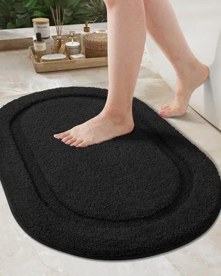 Produktbild von Azomor® Schwarze Mikrofaser-Badmatte, waschbar und rutschfest für das Badezimmer