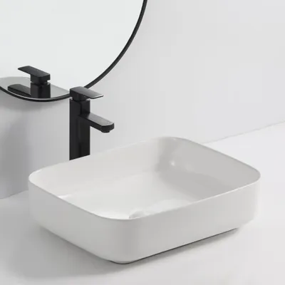 Immagine prodotto di Lavabo d'appoggio in Vetroceramica bianco senza foro miscelatore 50x39x13H Bowl9391B