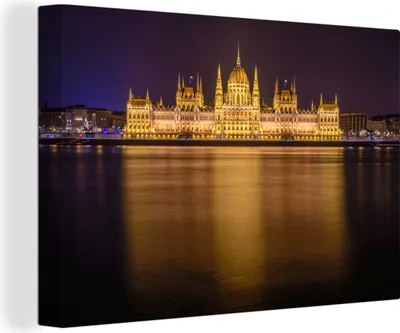 Zdjęcie produktu dla OneMillionCanvasses® - Obraz na płótnie - 140x90 cm, Pałac Narodowy na Węgrzech, dekoracja ścienna - zdjęcie na płótnie - obraz na drewnianej ramie