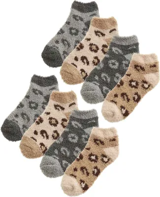 Produktbild von 8 Paar Damen Flauschige Socken mit Tiermotiv | Lustig Plüsch Kuschelsocken Kurz