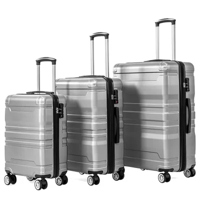 Produktbild von Hartschalen-Handgepäck, Koffer mit TSA-Schloss und Universalrad, Erweiterbar, Seitengriff, 3-teiliges Set(Grau)