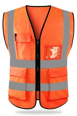 Produktbild von Warnweste Hohe Sichtbarkeit Reflektierend Executive Manager Jacke Zip 2 Band Brace 4XL Orange