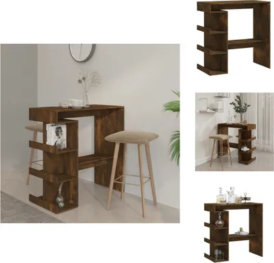 Obrázek produktu pro vidaXL Barový stůl s policí kouřový dub 100x50x101,5 cm materiál na bázi dřeva - Jídelní stoly