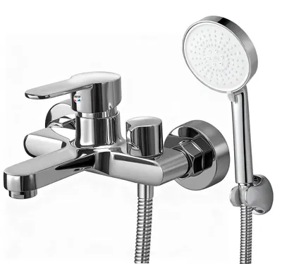 Produktbild von Badewannenarmatur Einhand Aufputz Wannenmischer mit Handbrause Chrom Messing