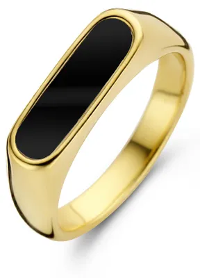 Produktbild von CO88 Collection 8CR-10035-52 Stahlring – Damen – Schwarzer Achat – 17 x 5,5 mm – Größe 52 – Goldfarben