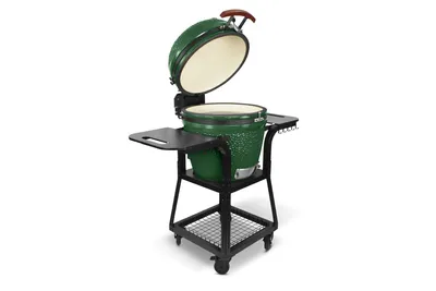 Produktbild von Kamado SE-22TR Grill mit Trolley Grün 56cm Grilldurchmesser BBQ Keramik Holzkohlegrill Grill mit Holzkohle