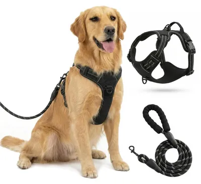 Produktbild von Hundegeschirr mit Griff, atmungsaktiv, reflektierend, L, Schwarz