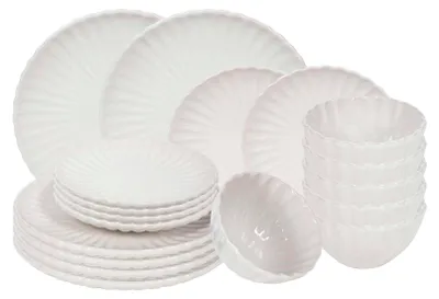 Produktbild von Cookinglife Geschirrset Cardida Off White 18-teilig / 6 Personen - 6 Speiseteller, 6 Frühstücksteller und 6 Schalen