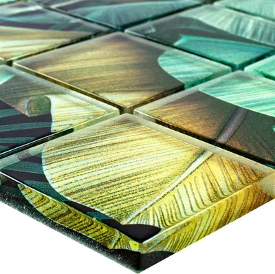 Produktbild von Glasmosaik Fliesen Pittsburg Blumen Optik Grün Braun