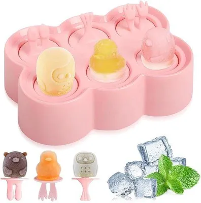 Image de Mini moules à glace en silicone rose en forme d'animaux