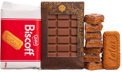 Produktbild von Schokolade mit Karamellfüllung und Lotus-Biscoff-Keksen, 120 g – Schronisko Bukowina
