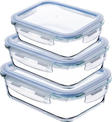 Zdjęcie produktu dla KADAX Zestaw szklanych pojemników na żywność z pokrywką Lunchbox 3x