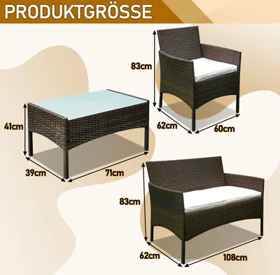 Obrázok produktu pre Záhradný nábytok záhradná súprava záhradný obývacia izba ratanový nábytok sedacia súprava balkón hnedá