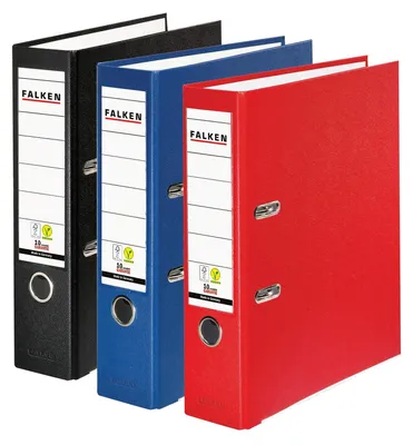 Immagine prodotto di Confezione da 3 raccoglitori Falken in plastica PP, disponibili in vari colori. Prodotto in Germania. Larghezza: 8 cm. Formato: DIN A4