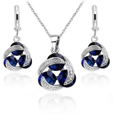 Image de Ensemble de bijoux de mariage comprenant un collier et des boucles d'oreilles pour femmes