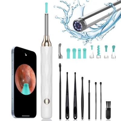 Produktbild von Ohrenschmalzentferner Otoskop 1080P HD Kamera, 360° Weitwinkel WiFi Ohrenreiniger aus hochelastischem weichem Silikon IP67 wasserdichtes Ohrendoskop