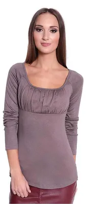 Produktbild von Damen Longshirt mit U-Ausschnitt ; Cappuccino/L/XL 40/42