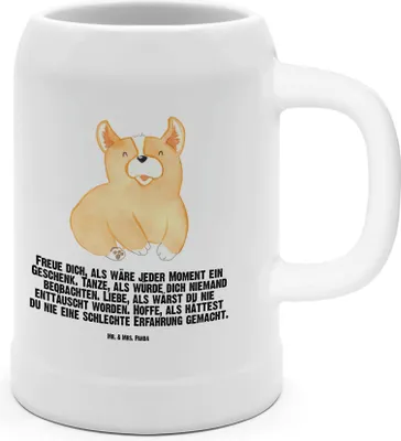 Produktbild von Mr. & Mrs. Panda Krug Corgie - Weiß - Geschenk, Humpen, Spruch, Tonkrug, Sprüche, Hund, Lebensfreude, Lebensfroh, Seidel, Steinkrug, Bier