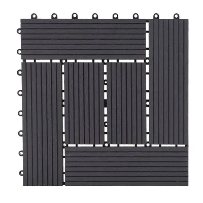 Produktbild von Famanu WPC Fliesen Rhone, Holzoptik für Balkon/Terrasse, 11x 30x30cm = 1m² - Anthrazit