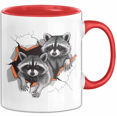 Produktbild von Waschbär Tierliebhaber Tasse Geschenk Lustige Geschenkidee Spruch (Rot)