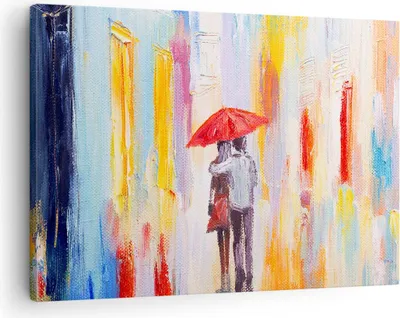 Produktbild von Bild auf Leinwand - Leinwandbild - Liebhaber Regenschirm - 70x50cm - Wand Bild - Wanddeko - Leinwanddruck - Bilder - Kunstdruck - Wanddekoration - Leinwand bilder - Wandkunst - AA70x50-3692
