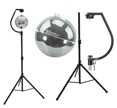 Produktbild von Spiegelkugel SET 50cm PROFI Kugel mit schwarzer Stativhalterung - inkl. Motor