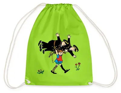 Produktbild von Spreadshirt Pippi Langstrumpf Pippi Und Die Polizei Turnbeutel, One size, Neongrün