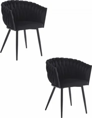 Produktbild von Valora ORION Stuhl Schwarzer Samt x2 | 2er-Set eleganter schwarzer Samtstühle